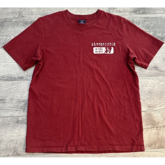 Vintage Abercrombie Shirt Mens XL Red Spell Out Single Stitch Tee Preppy‎ 90s - Picture 1 of 8